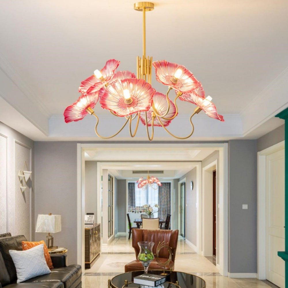 Modern Lotus Leaf Glass Chandelier