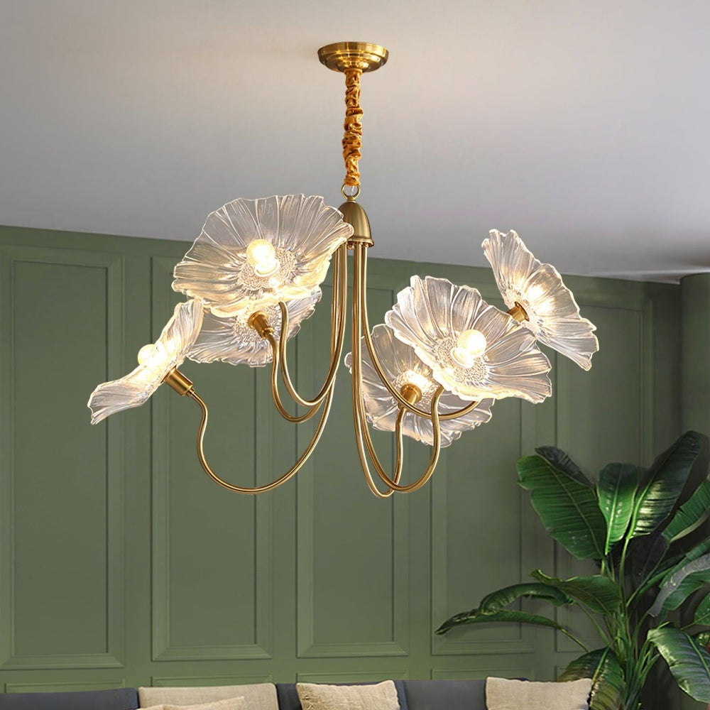 Modern Lotus Leaf Glass Chandelier