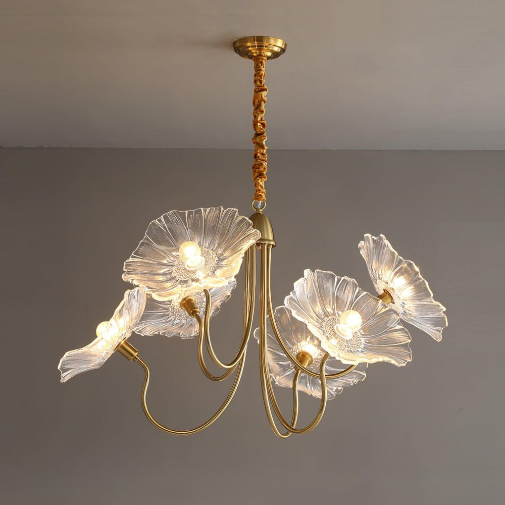Modern Lotus Leaf Glass Chandelier