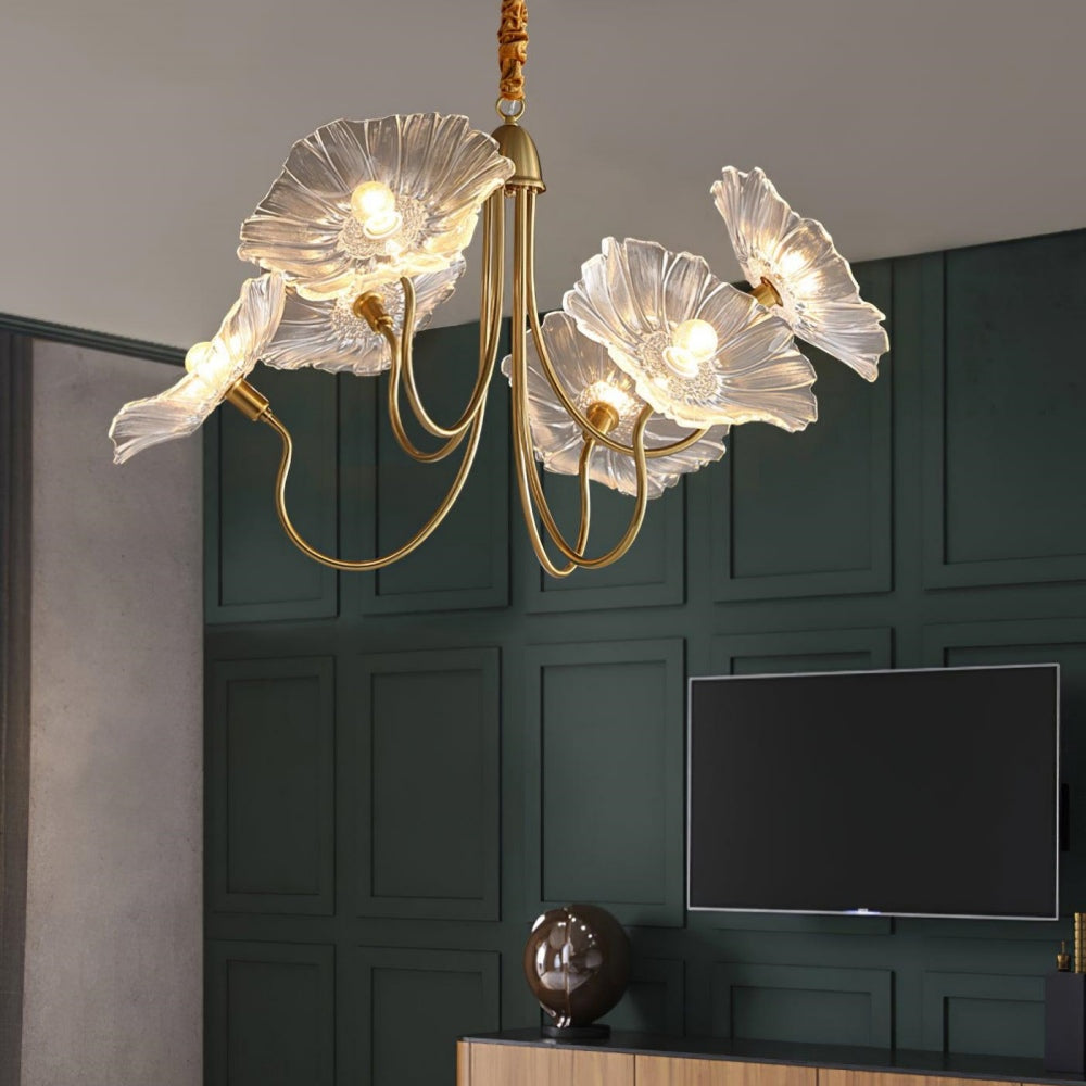Modern Lotus Leaf Glass Chandelier