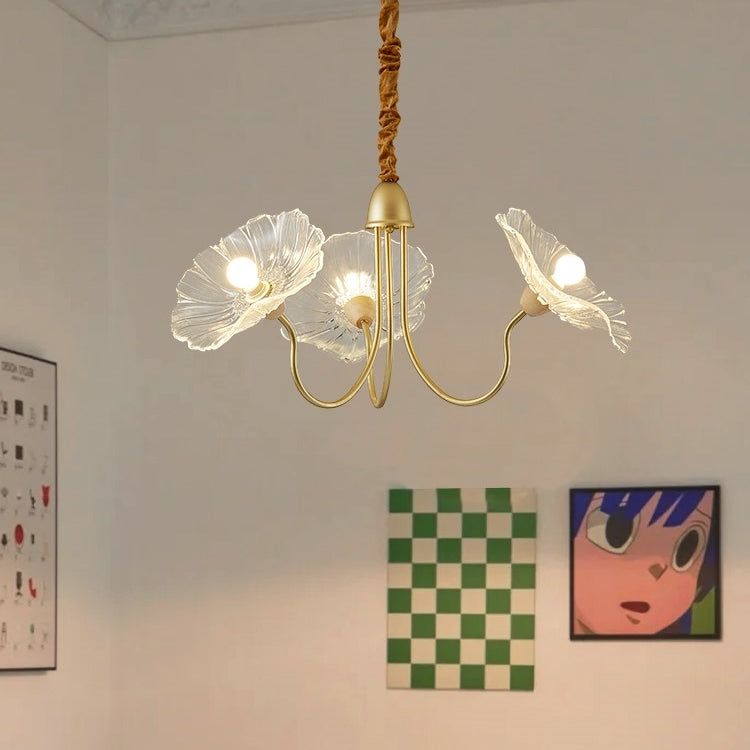 Modern Lotus Leaf Glass Chandelier