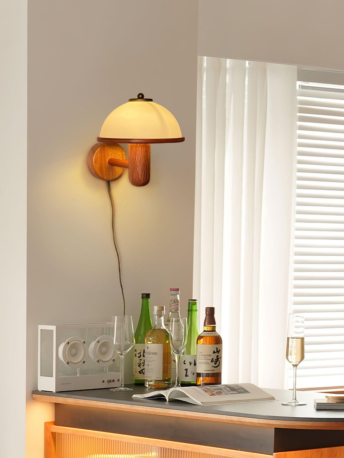 Mushroom Wooden Wall Light