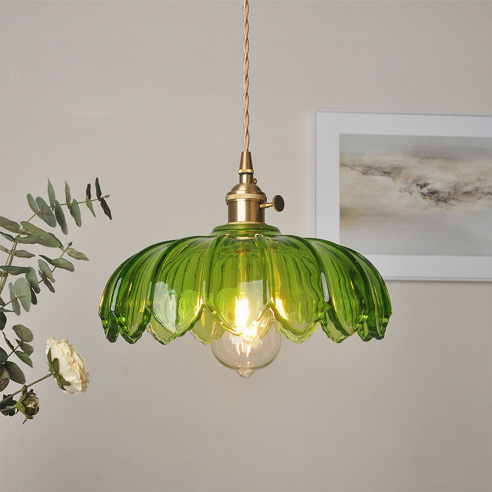 Vintage Glazed Flower Pendant Lamp