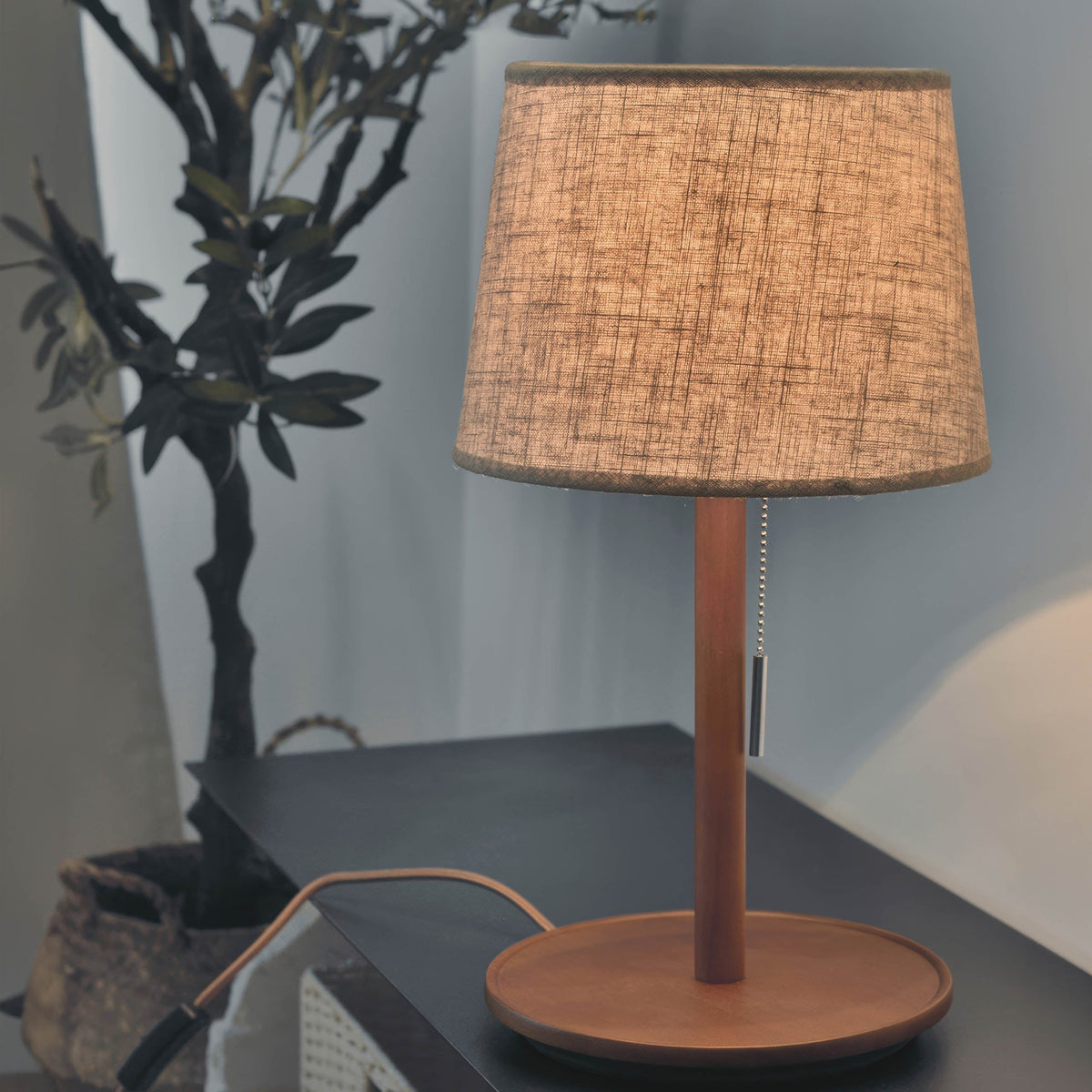 Gentle Glow Walnut Lamp