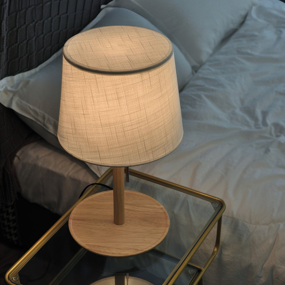 Gentle Glow Walnut Lamp