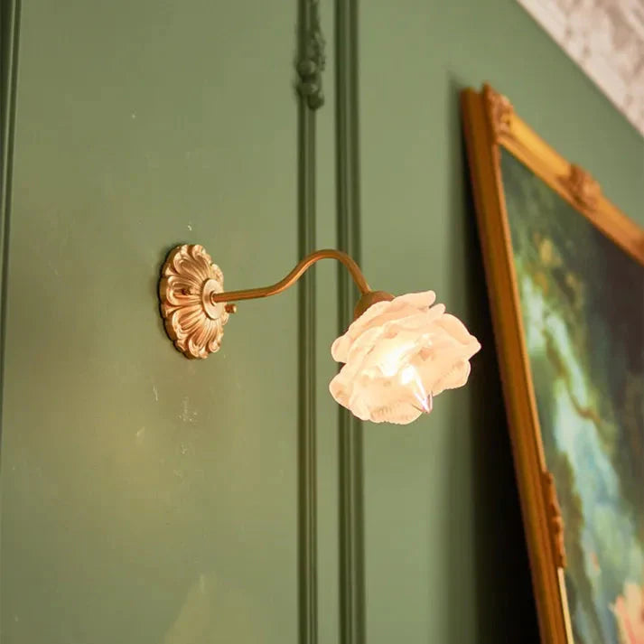 Vintage Copper Petal Glass Wall Light