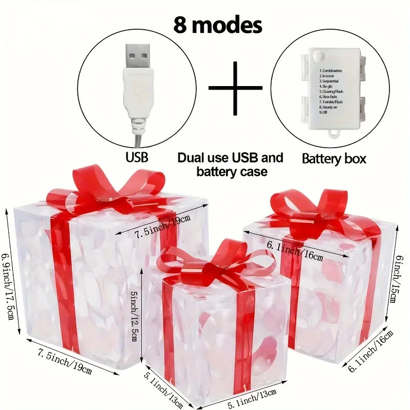 Lighted Gift Box Trio