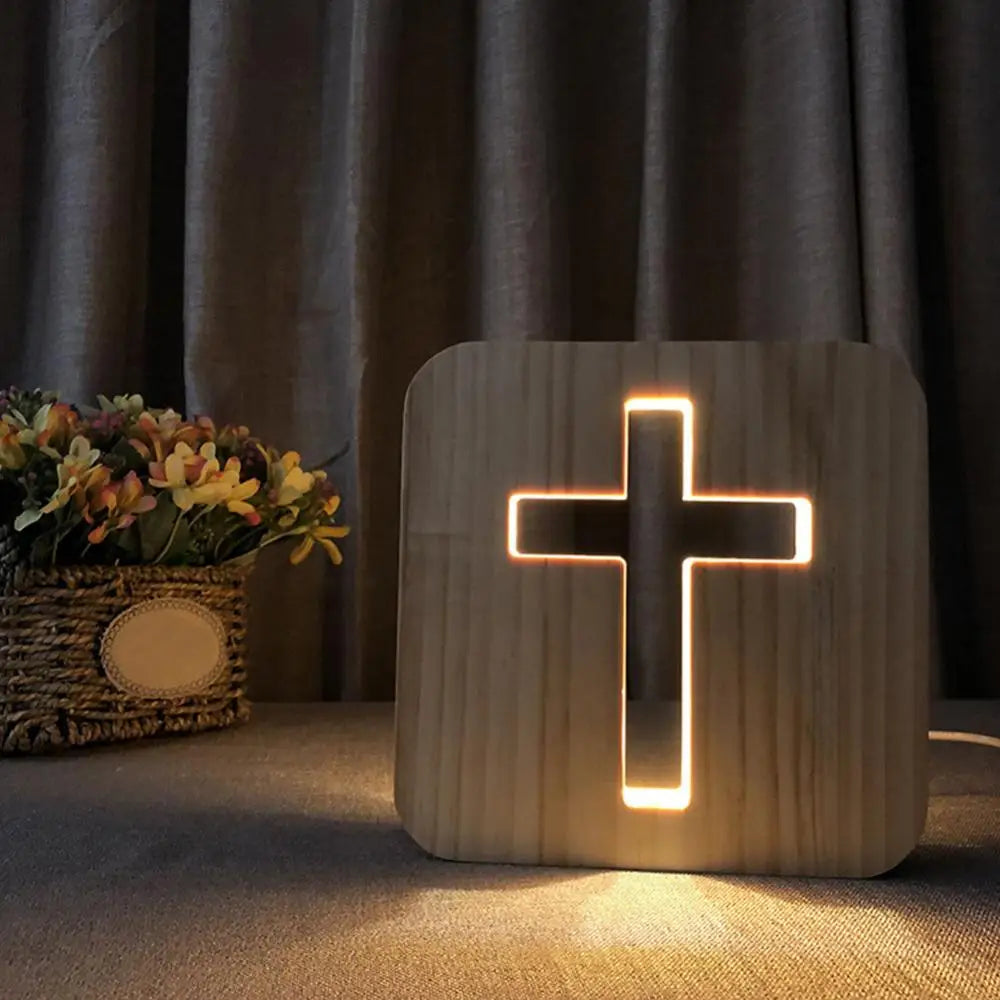 Wooden Cross Night Light