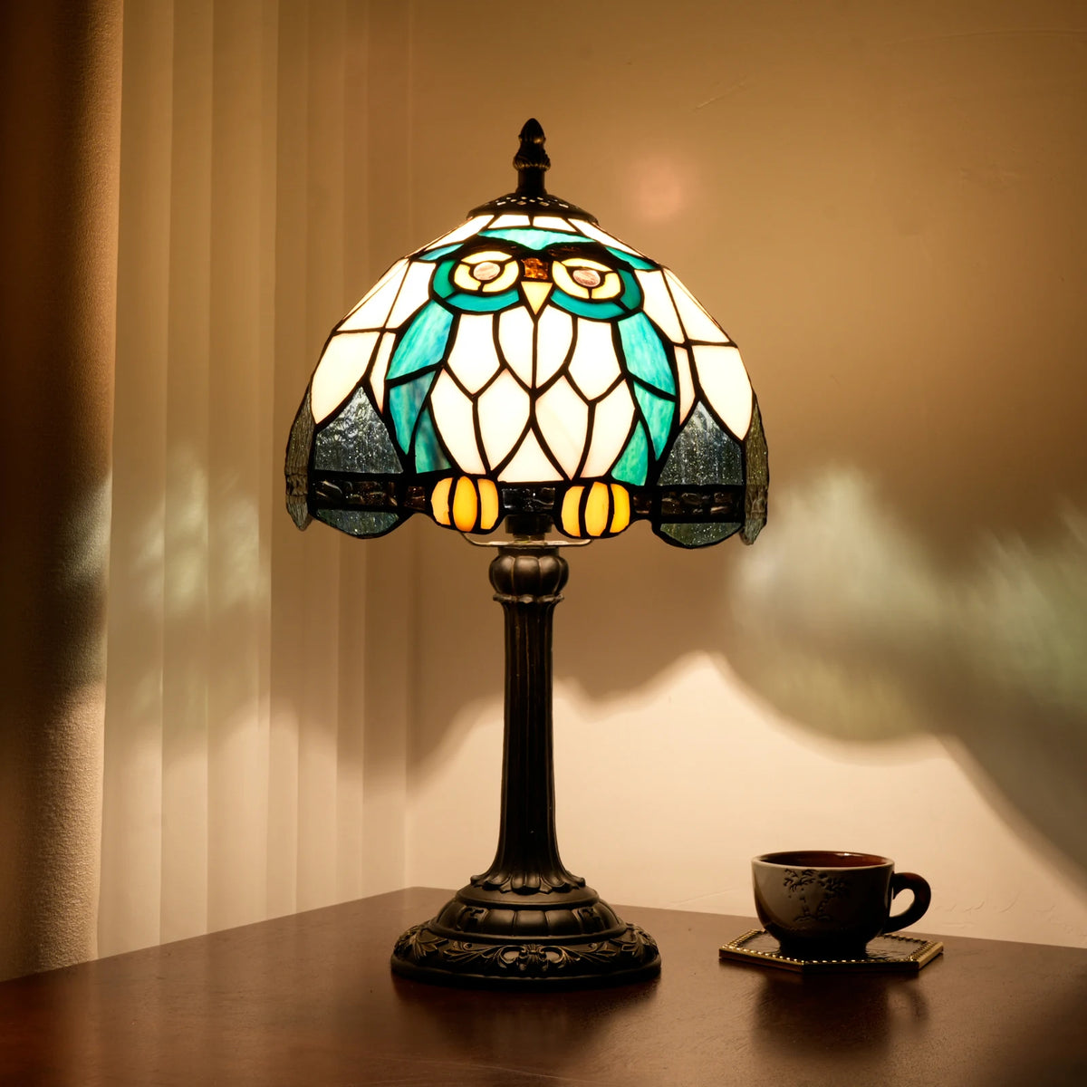 Stained Glass Owl Table Lamp
