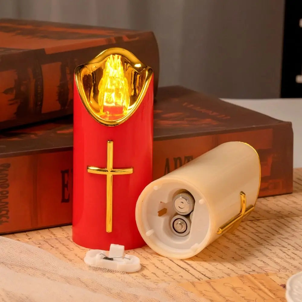 Golden Cross LED Prayer Candle