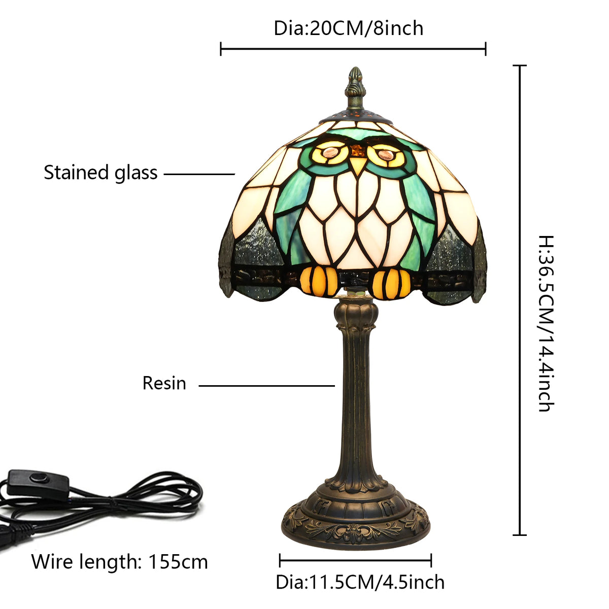 Stained Glass Owl Table Lamp