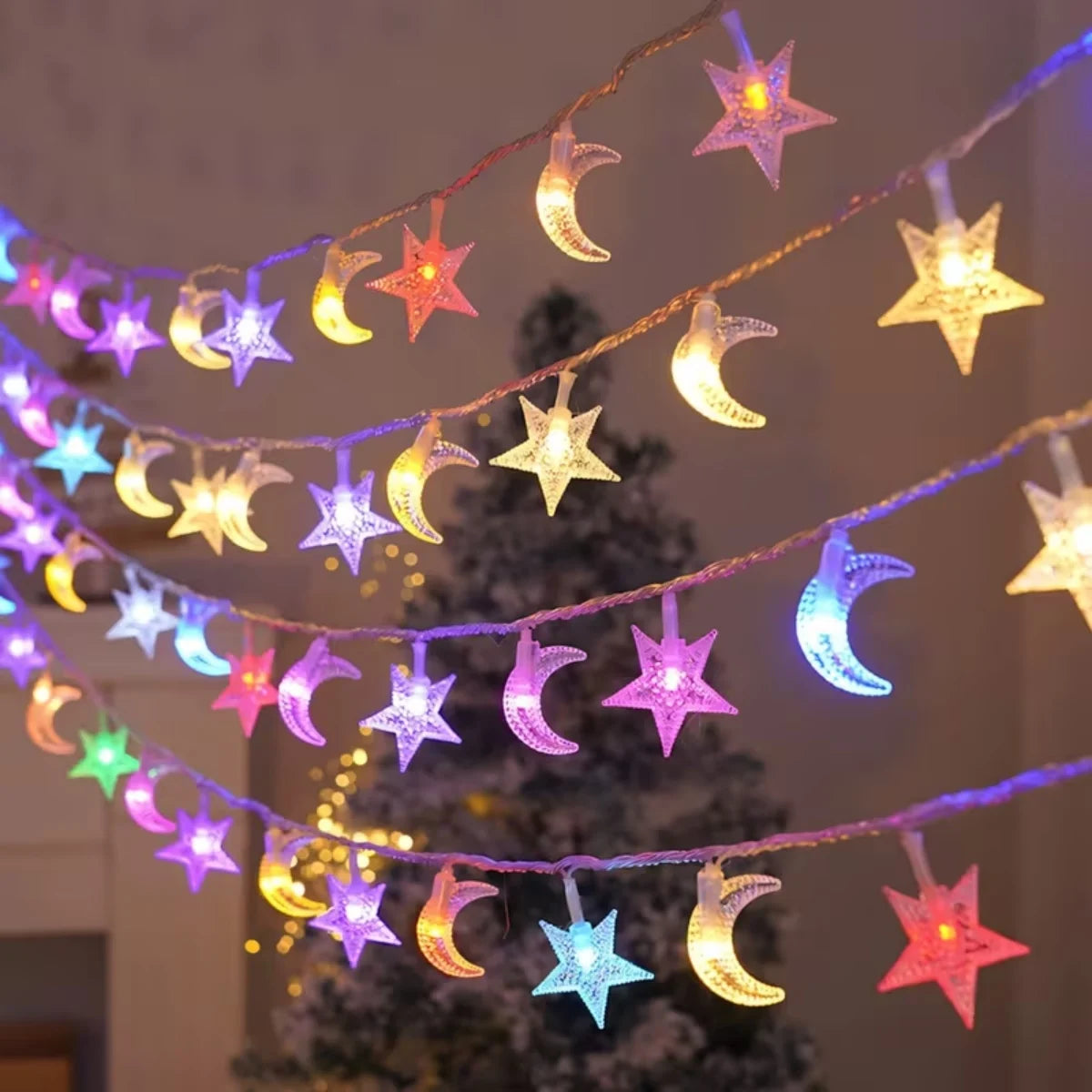 Moon & Star String Lights