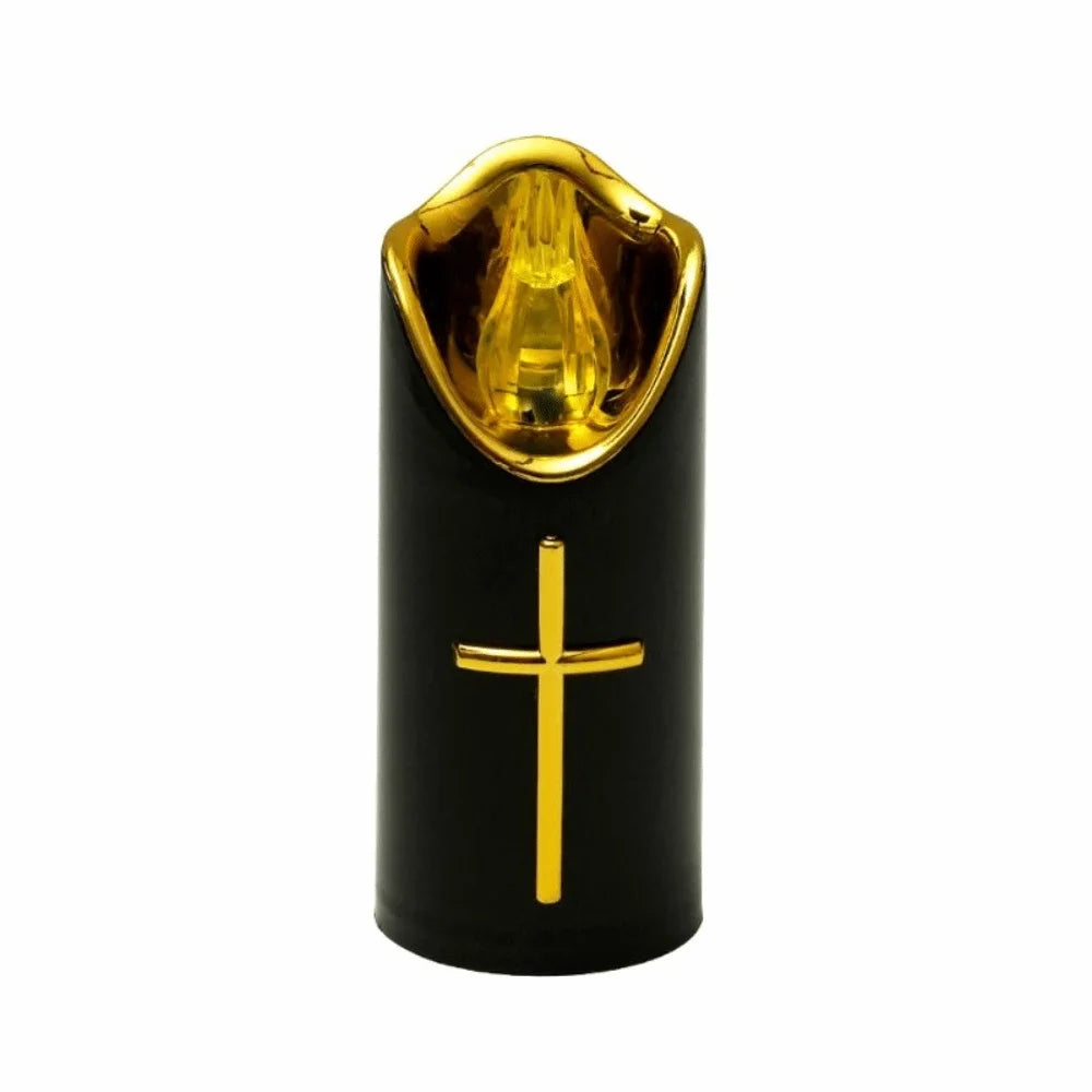 Golden Cross LED Prayer Candle