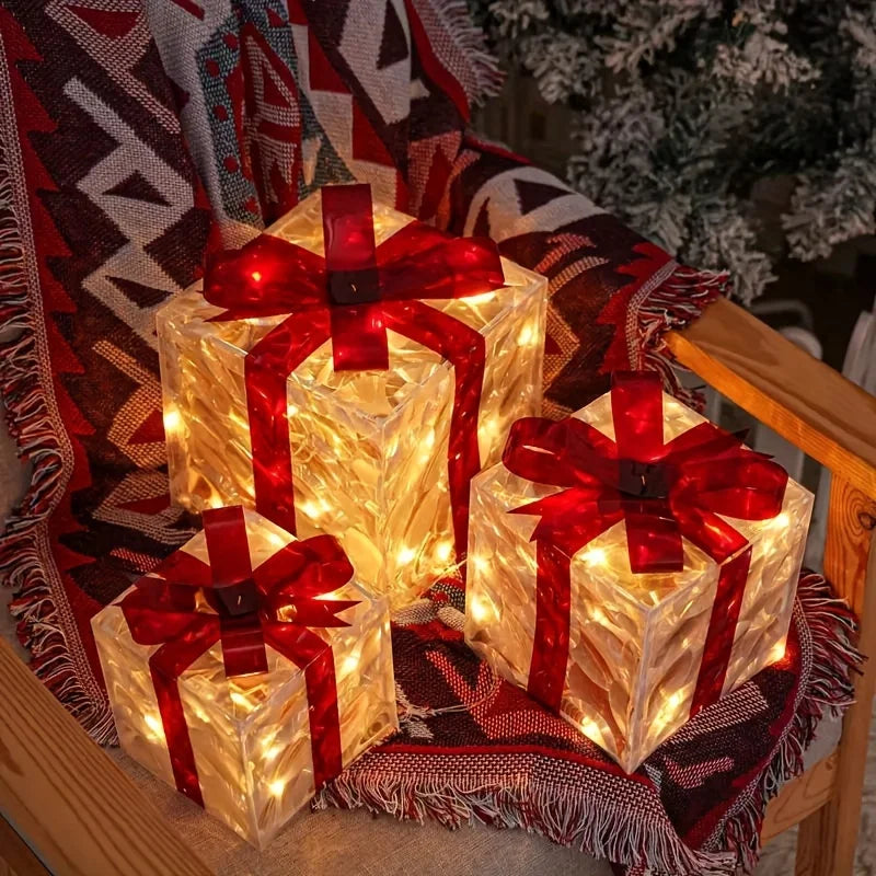 Lighted Gift Box Trio