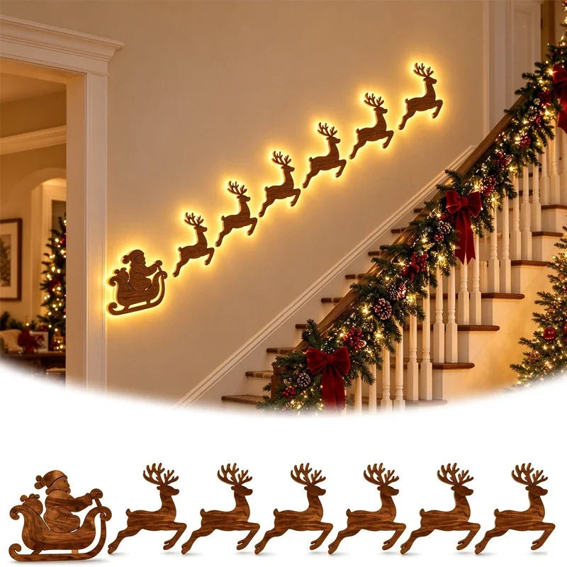 Backlit Reindeer Wall Silhouettes
