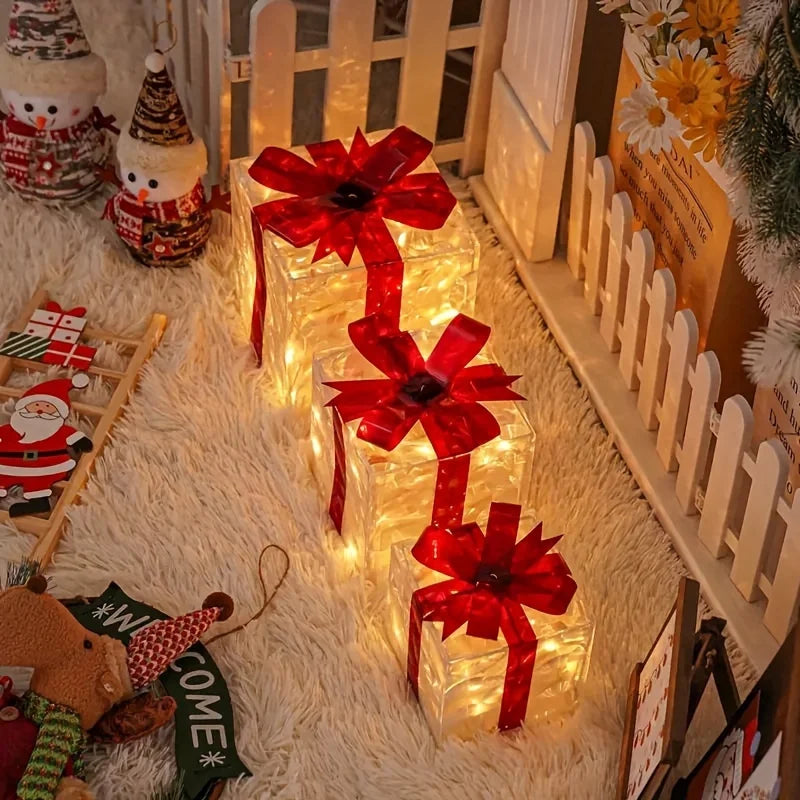 Lighted Gift Box Trio