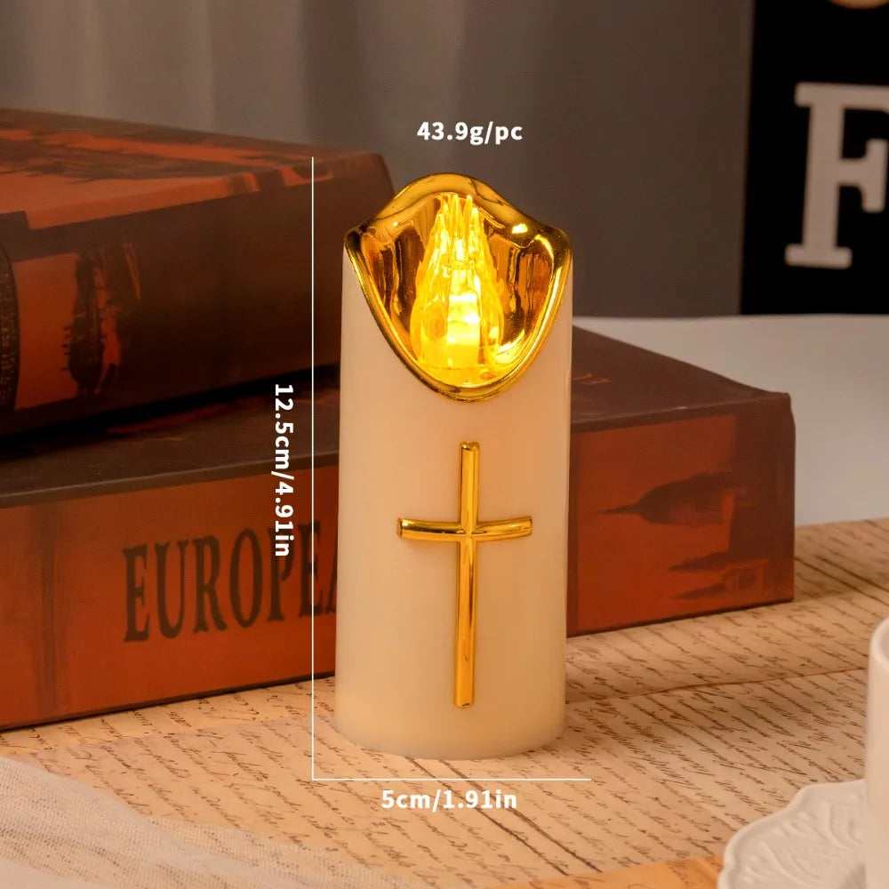 Golden Cross LED Prayer Candle