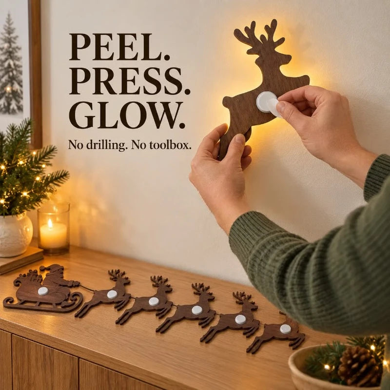 Backlit Reindeer Wall Silhouettes