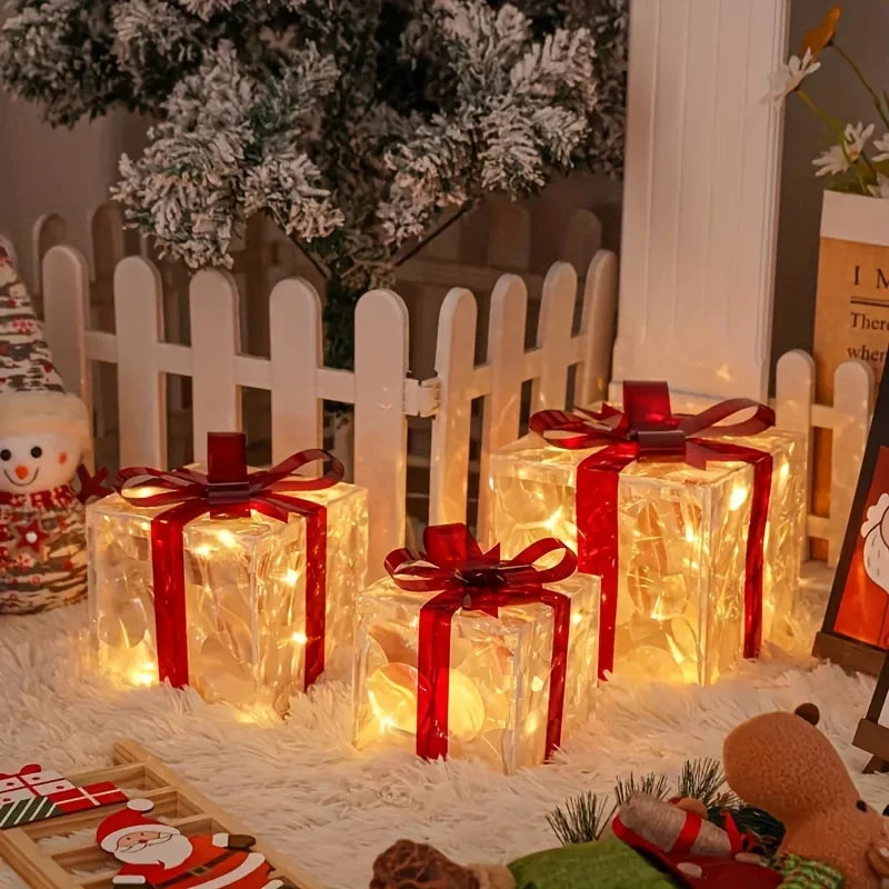 Lighted Gift Box Trio