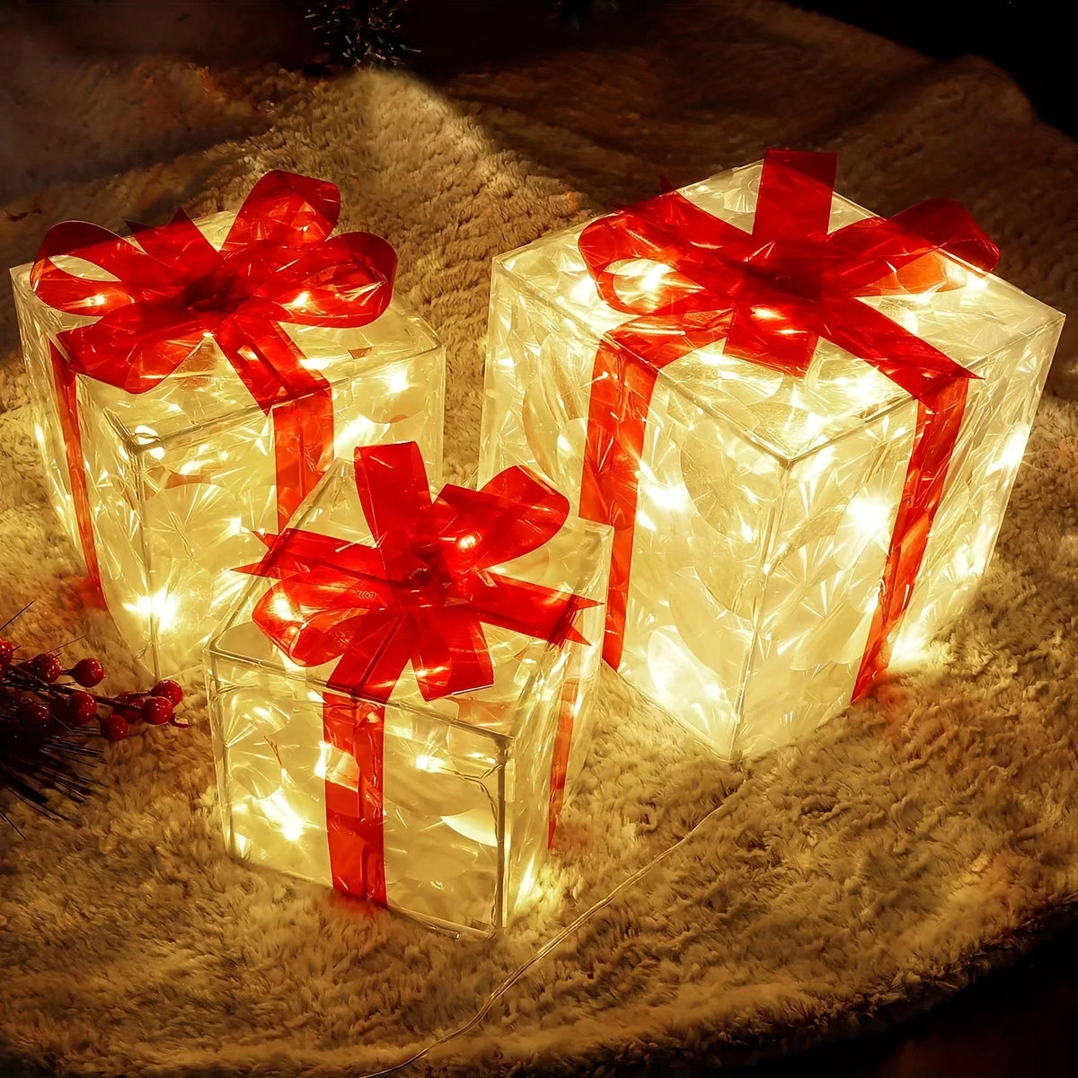 Lighted Gift Box Trio