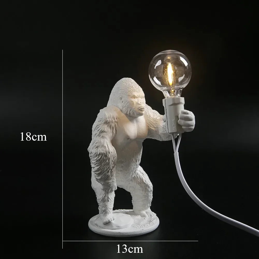 Resin Gorilla Table Lamp White Standing