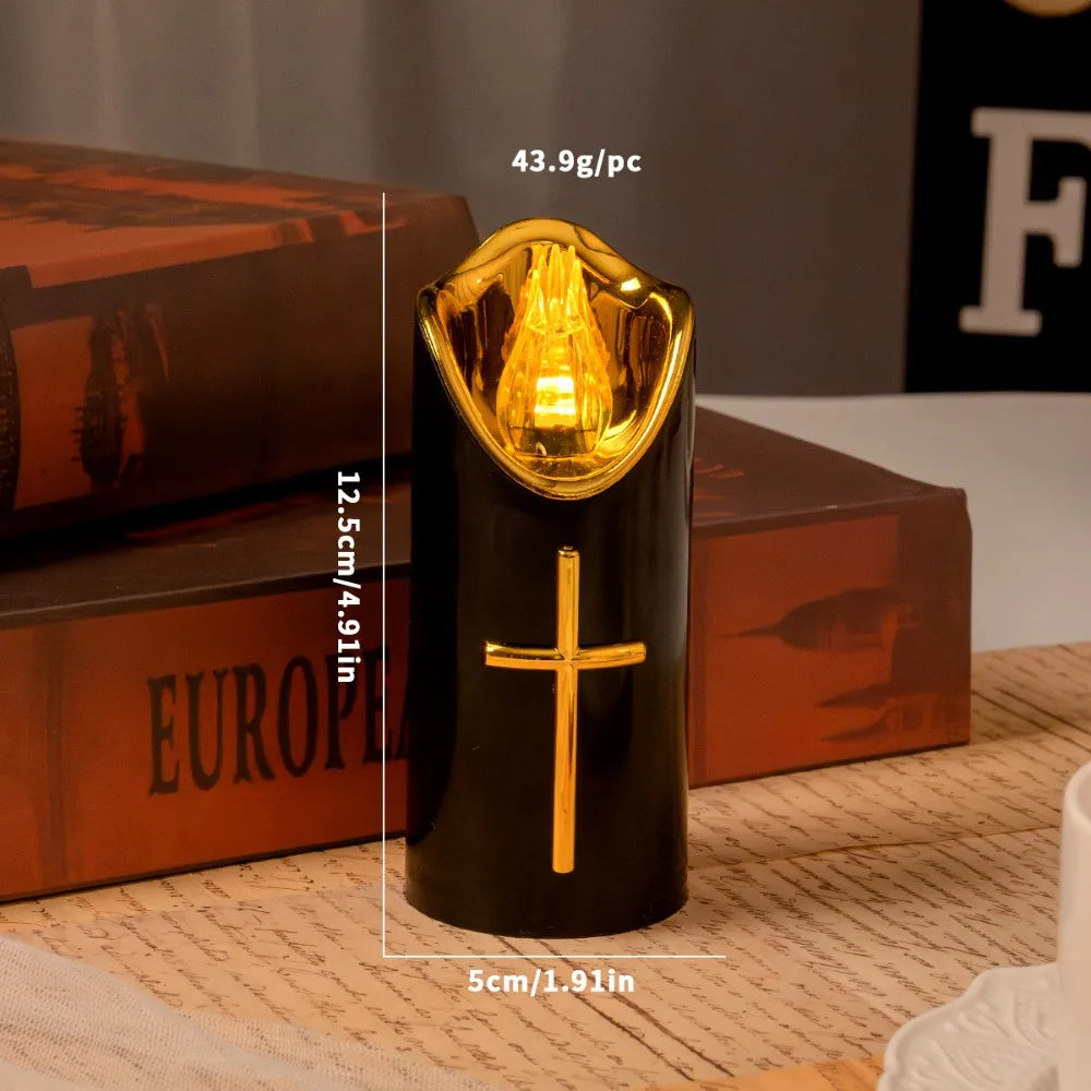 Golden Cross LED Prayer Candle