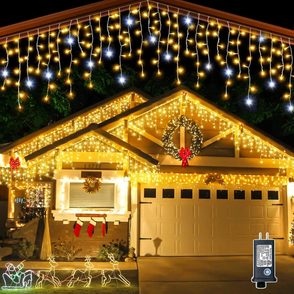 Warm Icicle Eave Lights
