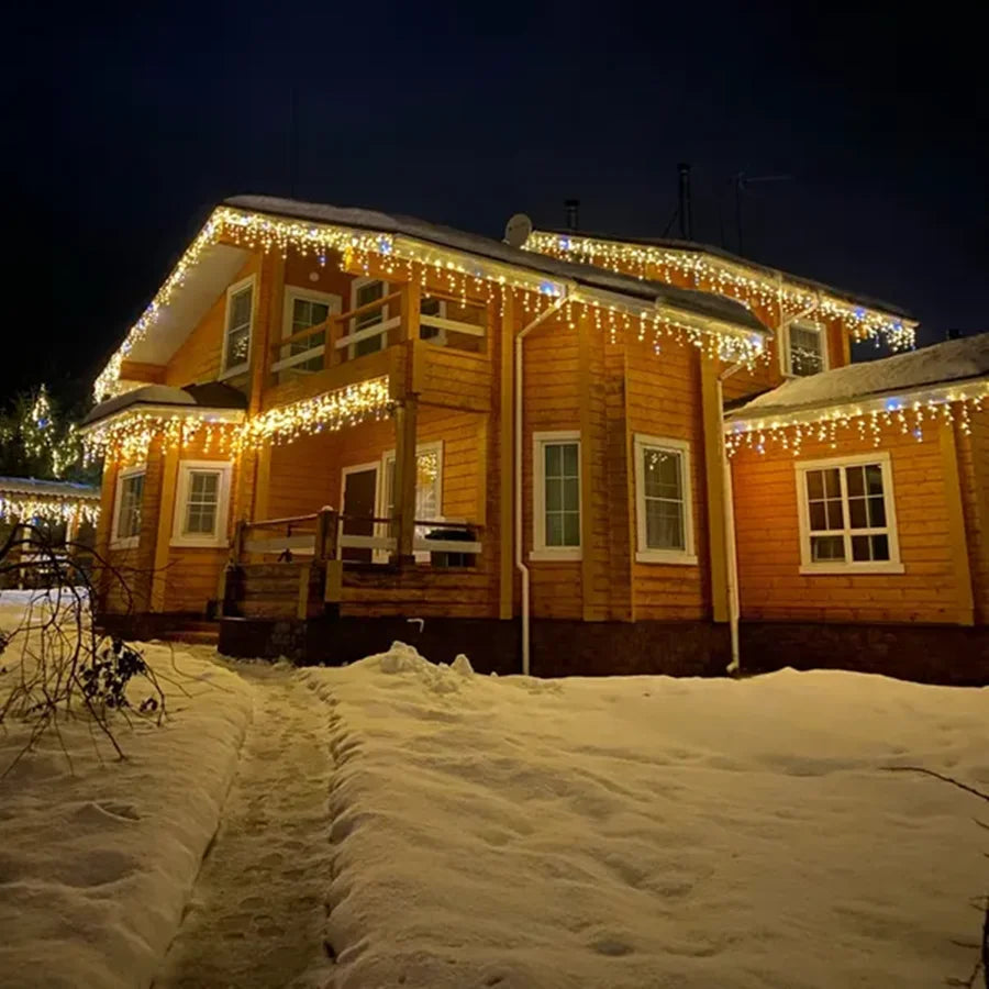Warm Icicle Eave Lights