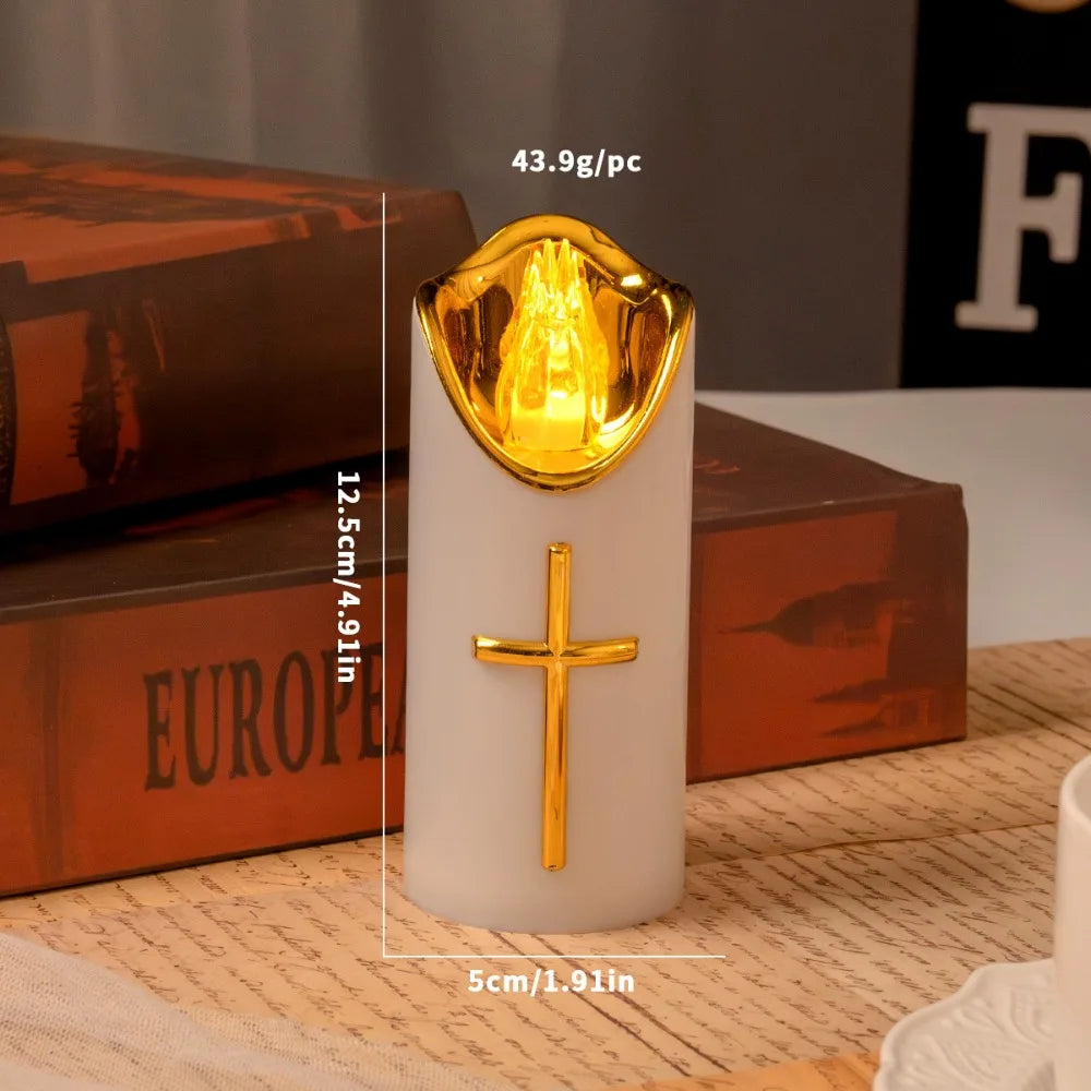 Golden Cross LED Prayer Candle