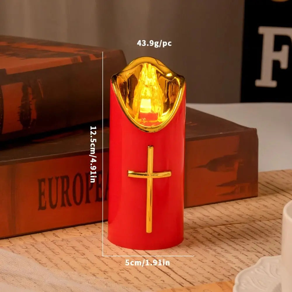 Golden Cross LED Prayer Candle
