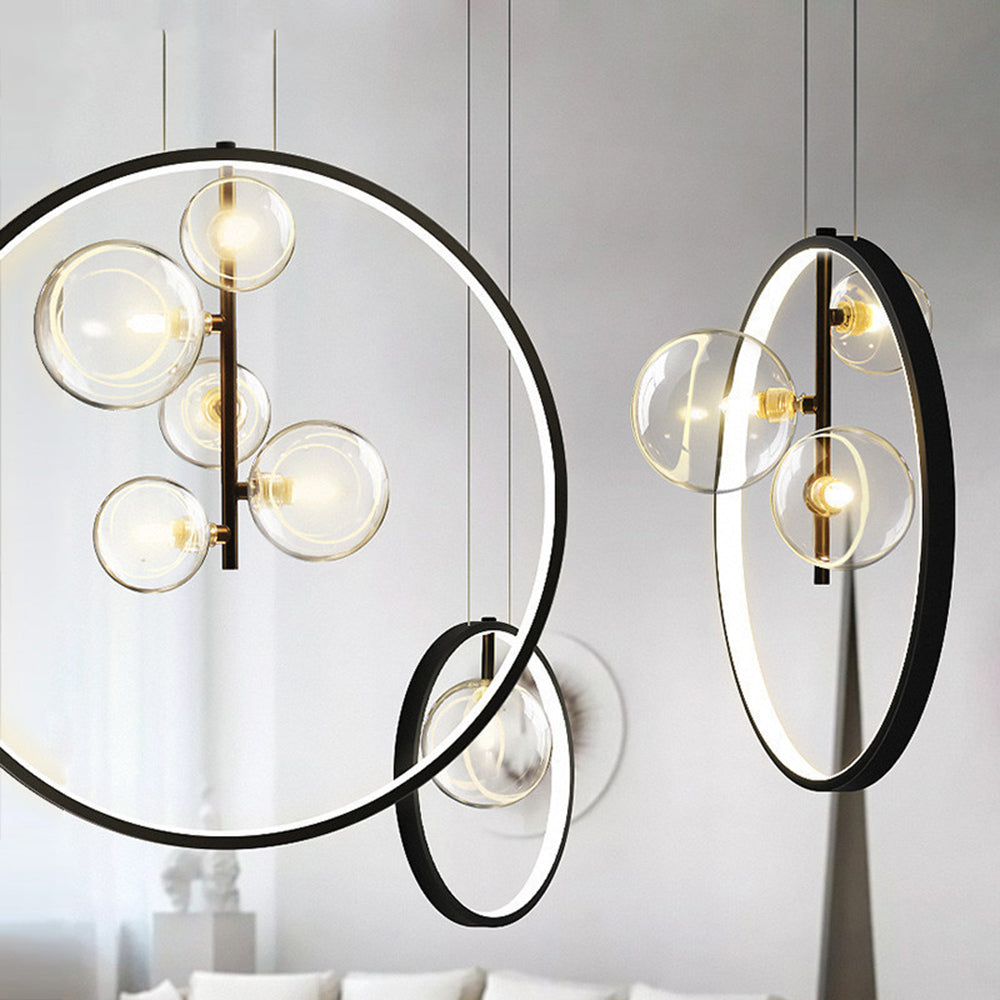 Scandinavian Bubble Glass Pendant with Ring