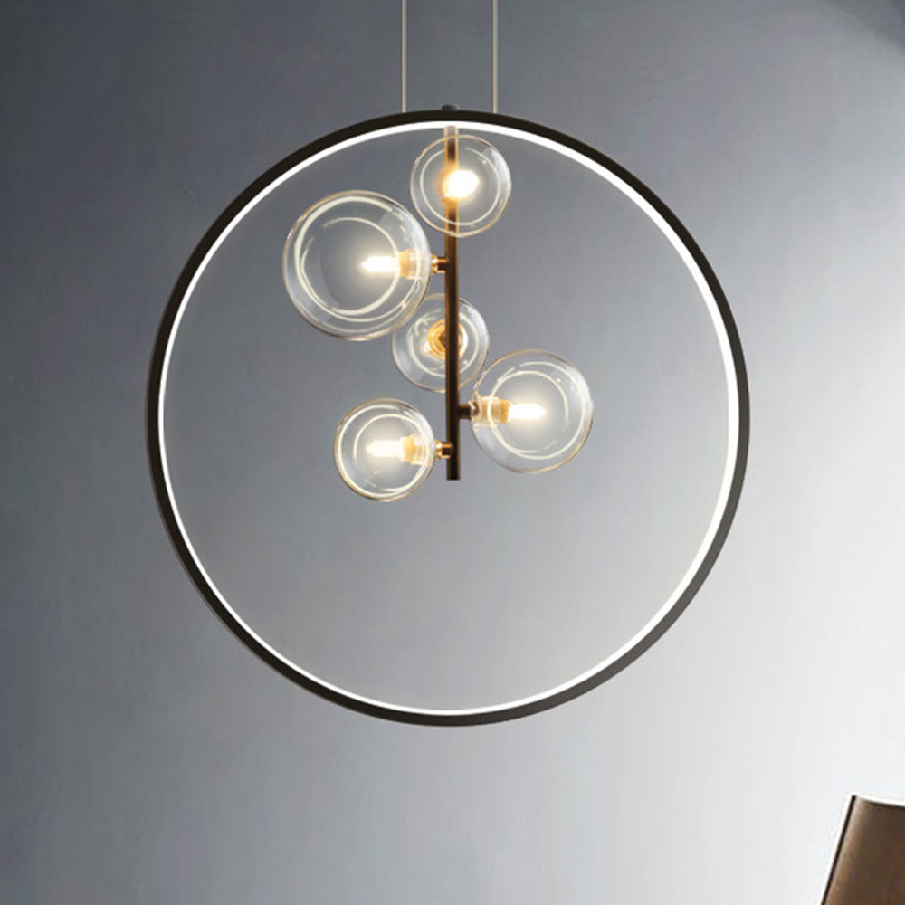 Scandinavian Bubble Glass Pendant with Ring