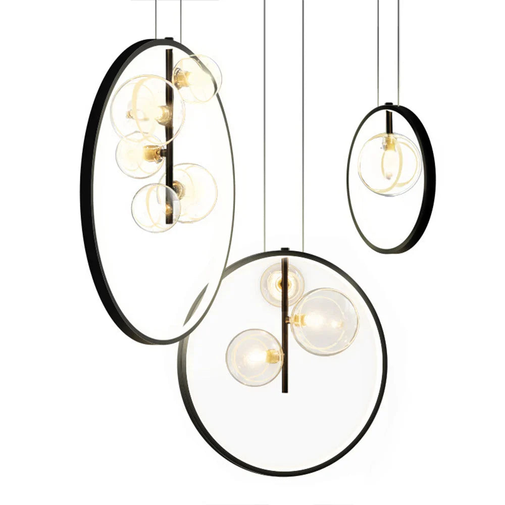 Scandinavian Bubble Glass Pendant with Ring