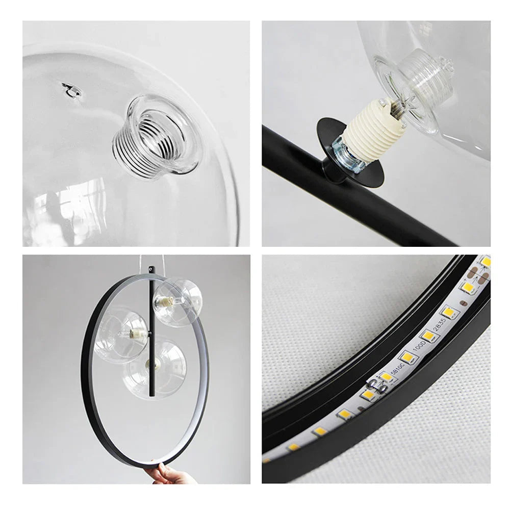 Scandinavian Bubble Glass Pendant with Ring