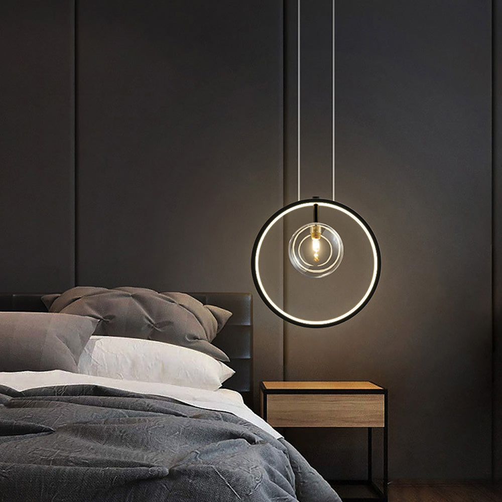 Scandinavian Bubble Glass Pendant with Ring