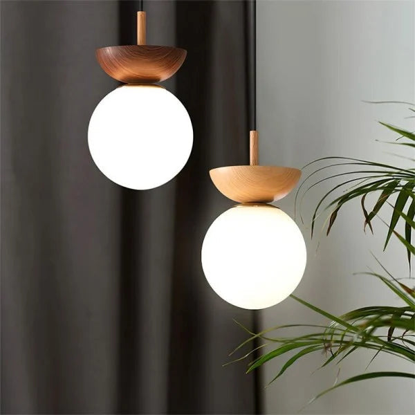 Scandinavian Half-Wood Pendant Light