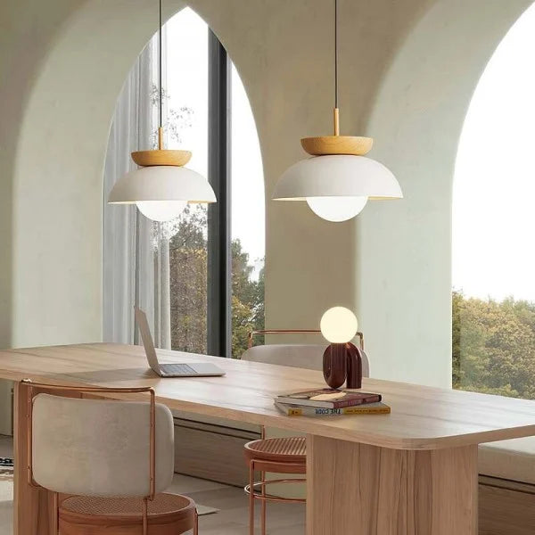 Scandinavian Half-Wood Pendant Light