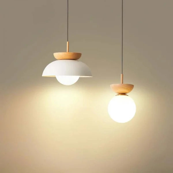 Scandinavian Half-Wood Pendant Light