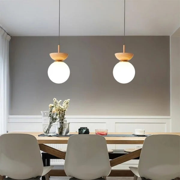 Scandinavian Half-Wood Pendant Light
