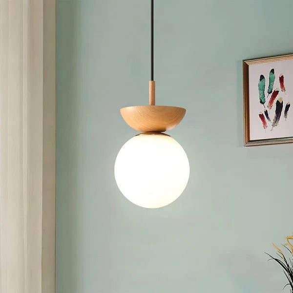Scandinavian Half-Wood Pendant Light