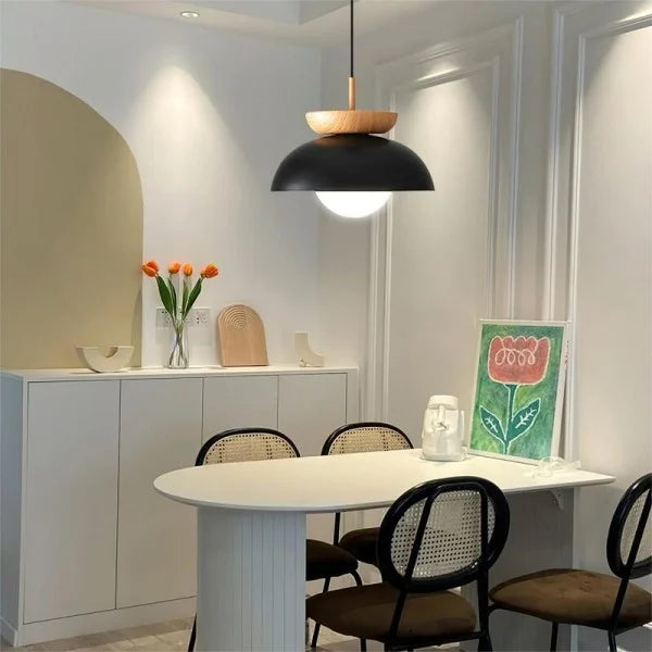 Scandinavian Half-Wood Pendant Light