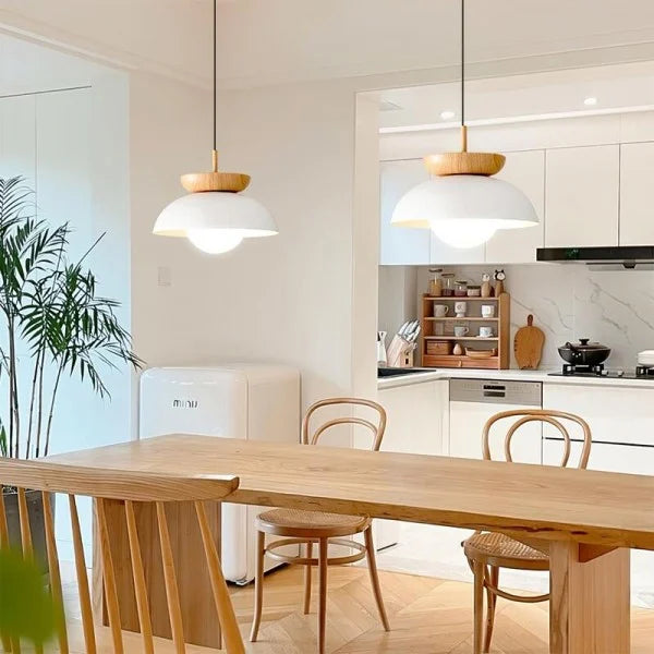 Scandinavian Half-Wood Pendant Light
