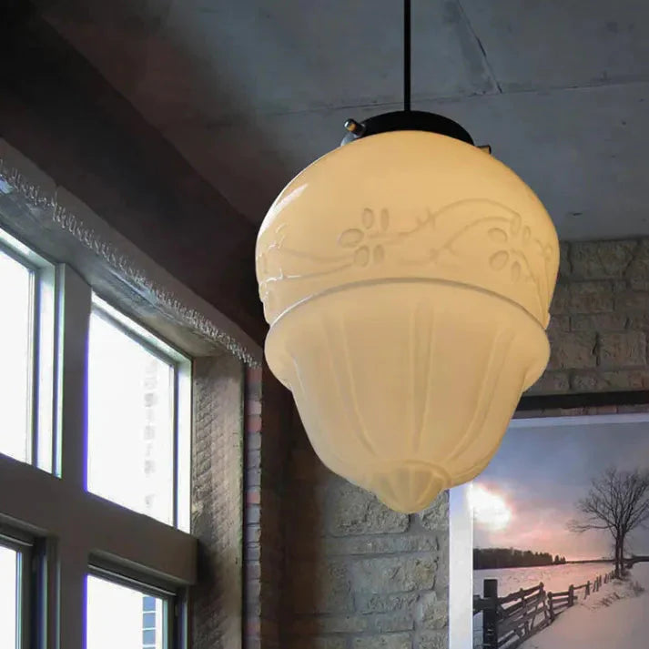 Vintage Milk Glass Jar Pendant