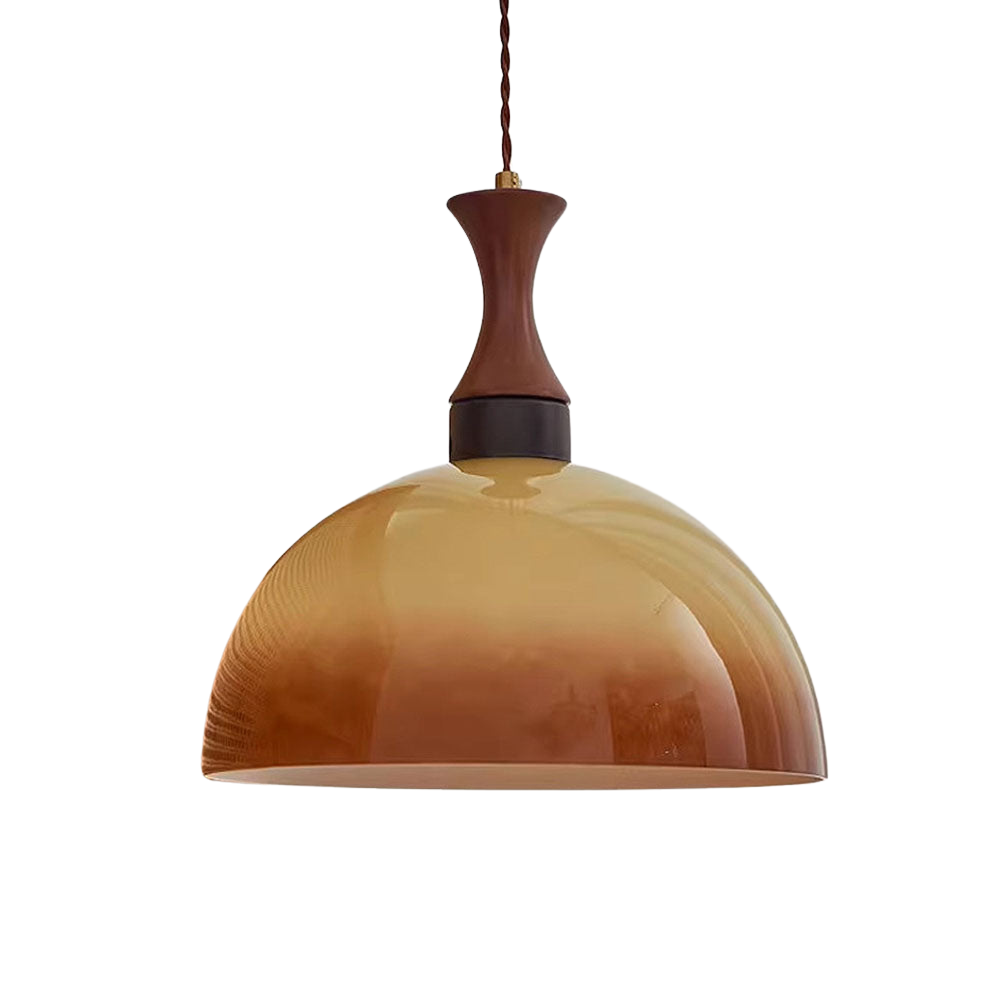 Retro Amber Glass Farmhouse Pendant