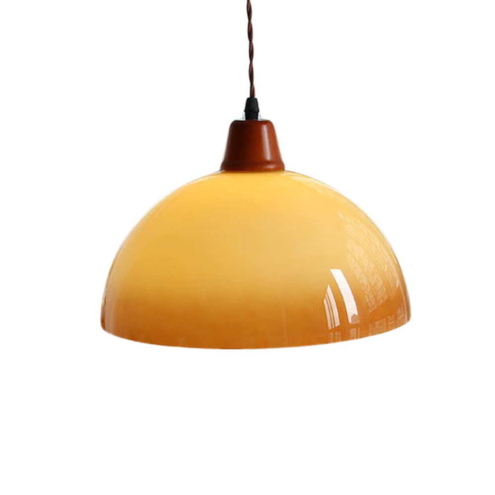 Retro Amber Glass Farmhouse Pendant