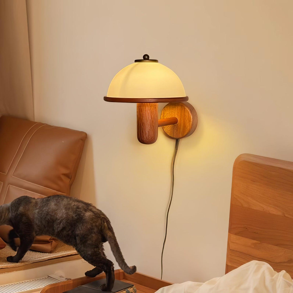 Mushroom Wooden Wall Light