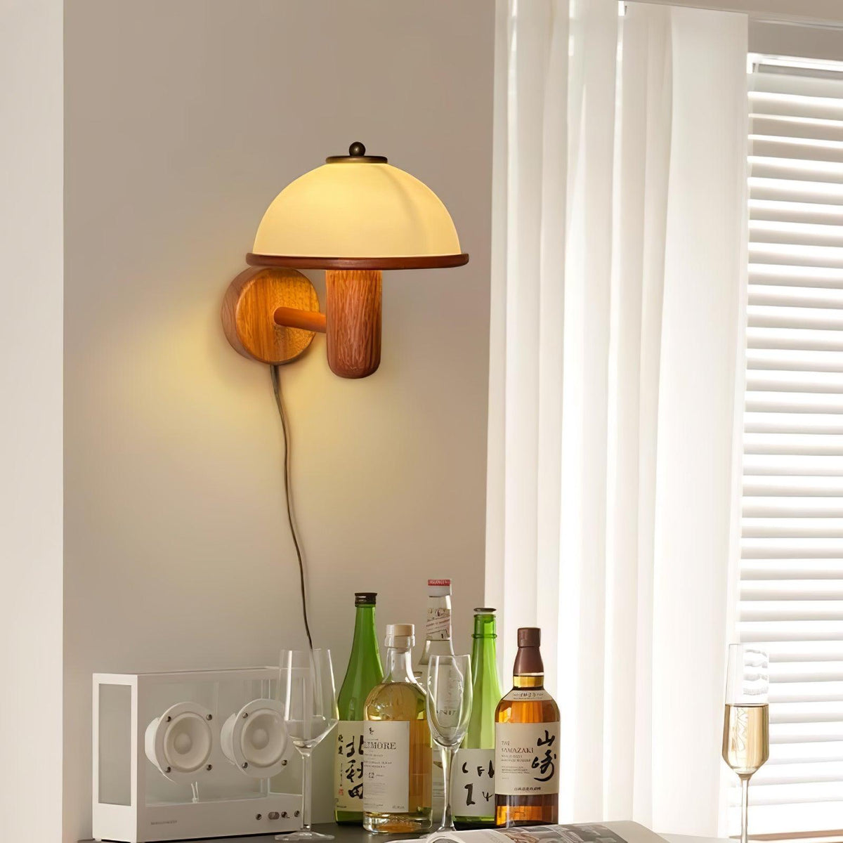 Mushroom Wooden Wall Light