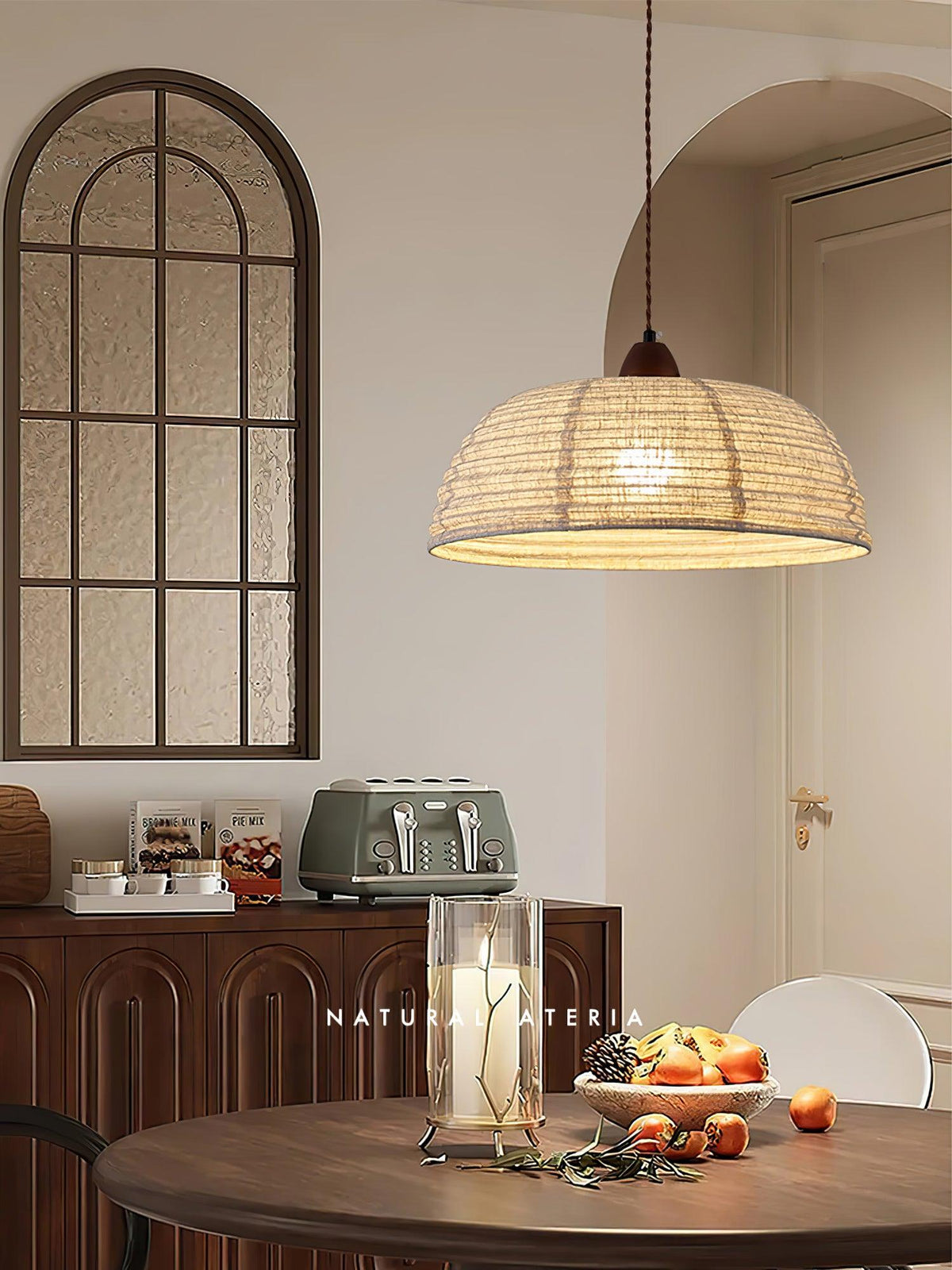 Wood & Fabric Pendant Light