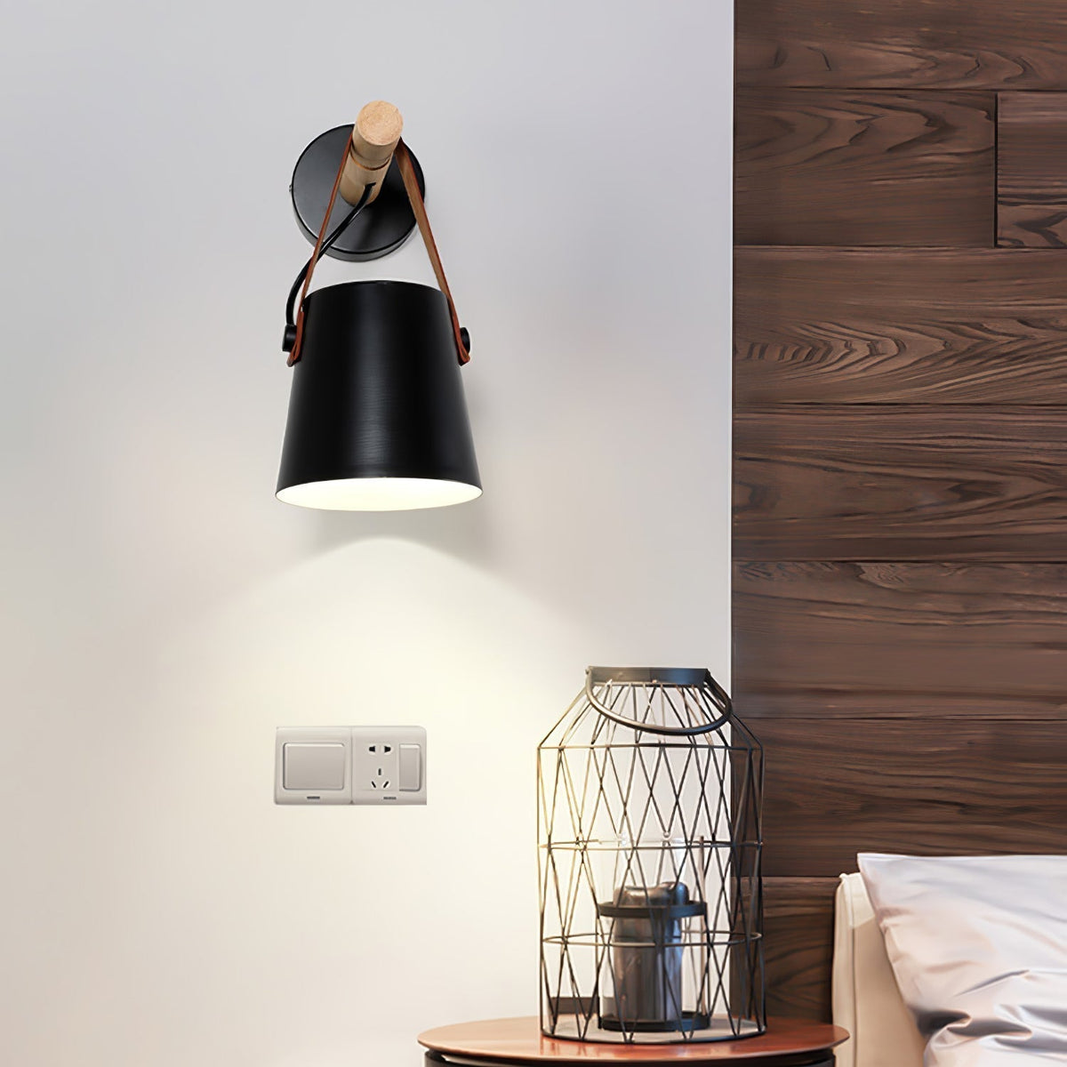 Conical Wooden Wall Light