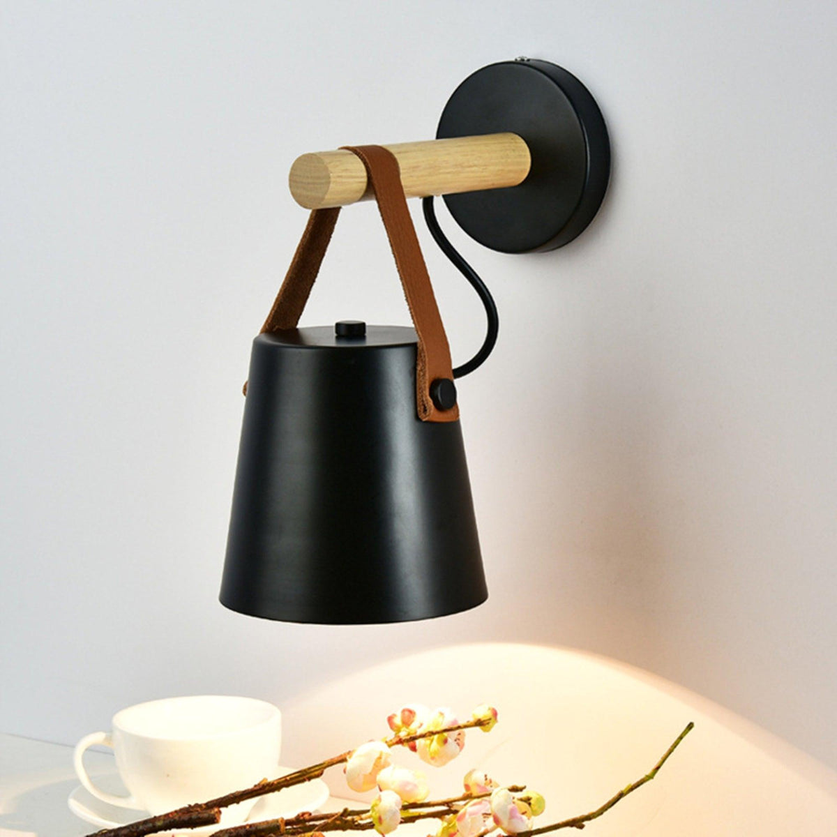 Conical Wooden Wall Light